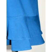 Elegancka Bluzka z falbankami idealna pod żakiet - chabrowa